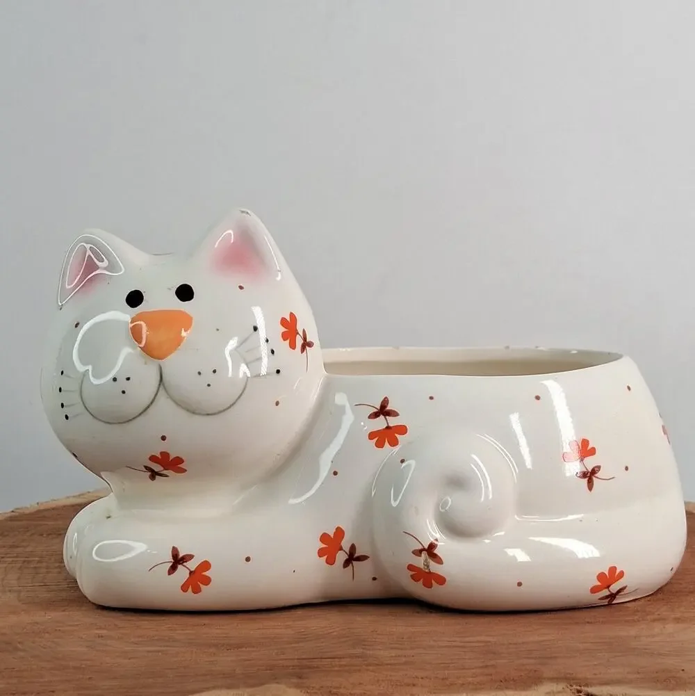 Vintage Josef Original Cat Planter Scrubby Sponge Holder Ceramic